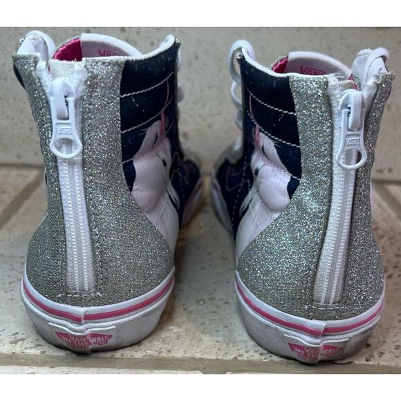 VANS Digi Unicorn Sk8-Hi Zip Silver Glitter Girls Sneakers Size 7 - Picture 8 of 13